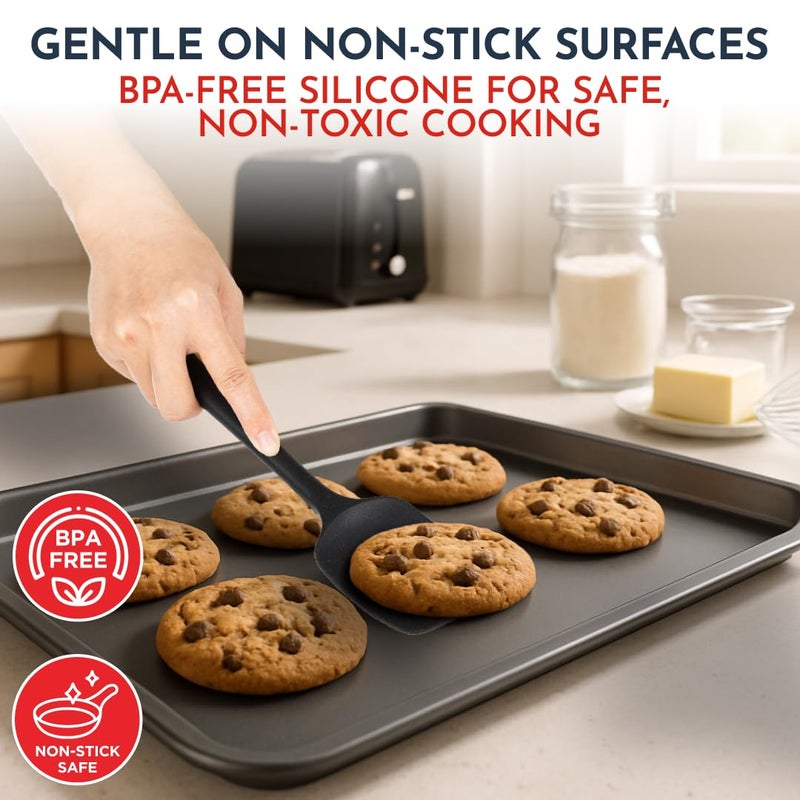 Culinary Couture 4-Piece Black Baking Spatula Set - Holiday Baking Essentials, Rubber Spatulas Silicone Heat Resistant, BPA-Free - Spatula Set for Nonstick Cookware - Silicone Baking Utensils - Image 5